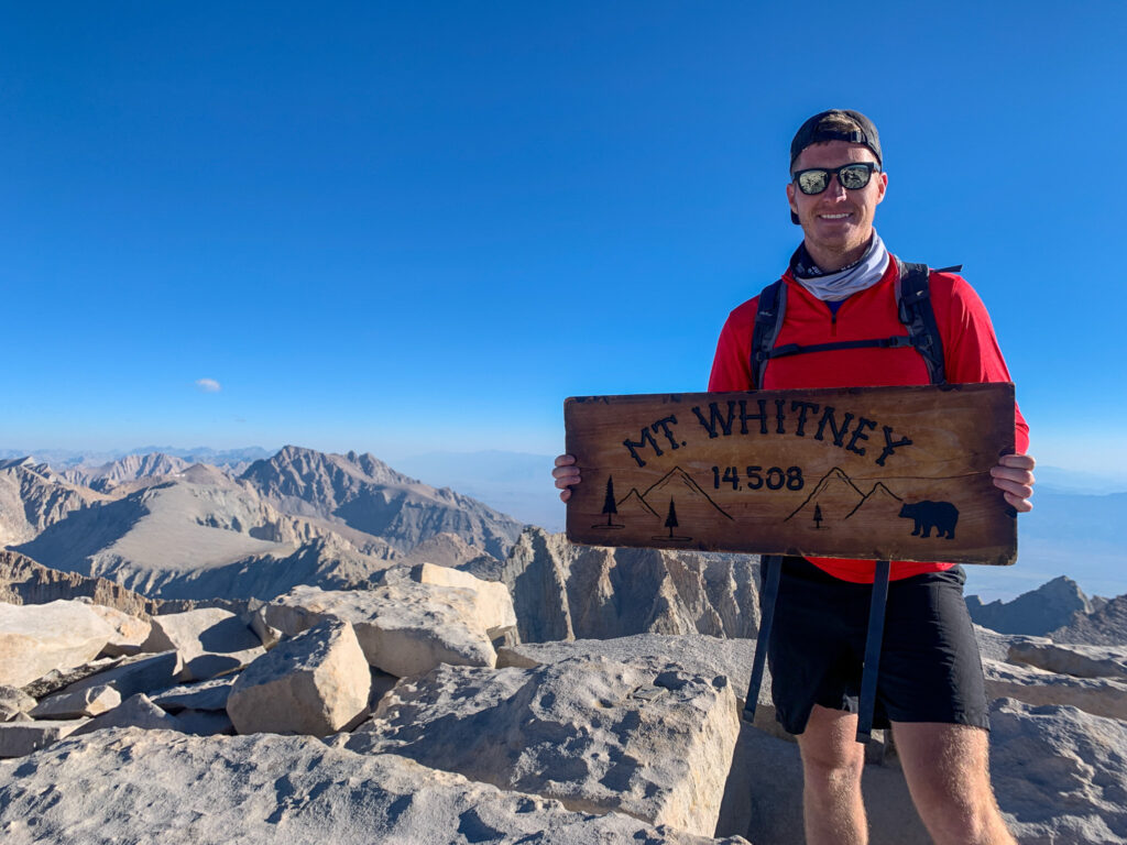 Man on top of Mount Whitney